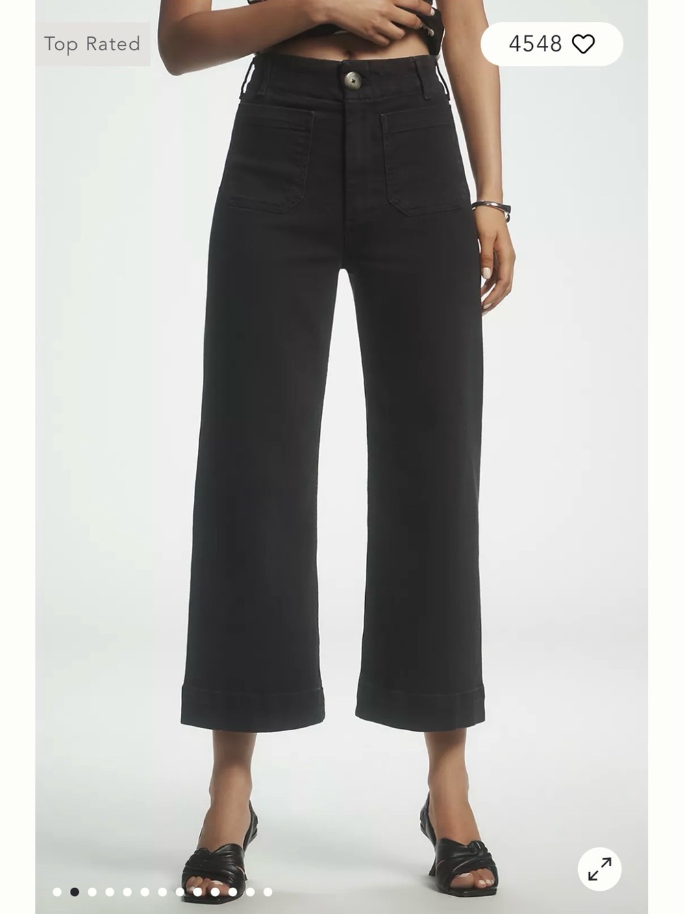 Pilcro Anthropologie Colette High-Rise Wide-Leg Cropped Jeans size 27 EUC black